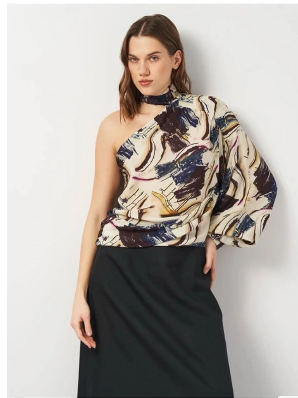 NWT Zara Limited Edition Abstract Printed Asymmetric Blouse - Size M
